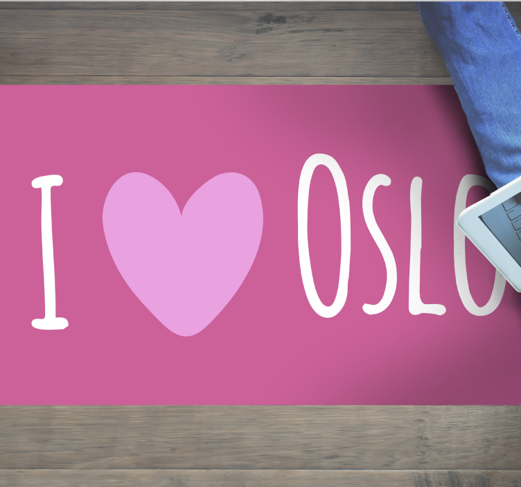 I love Oslo pink design custom vinyl rug - TenStickers
