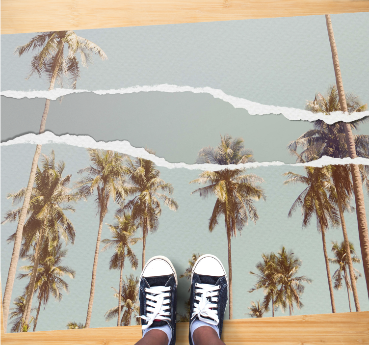 Palm Tree Oasis nature vinyl rug - TenStickers
