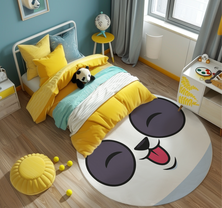 Panda face white vinyl rug - TenStickers