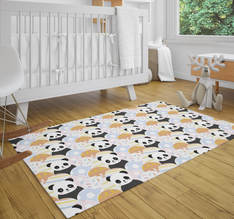 Panda Playground Pattern nursery vinyl rug - TenStickers