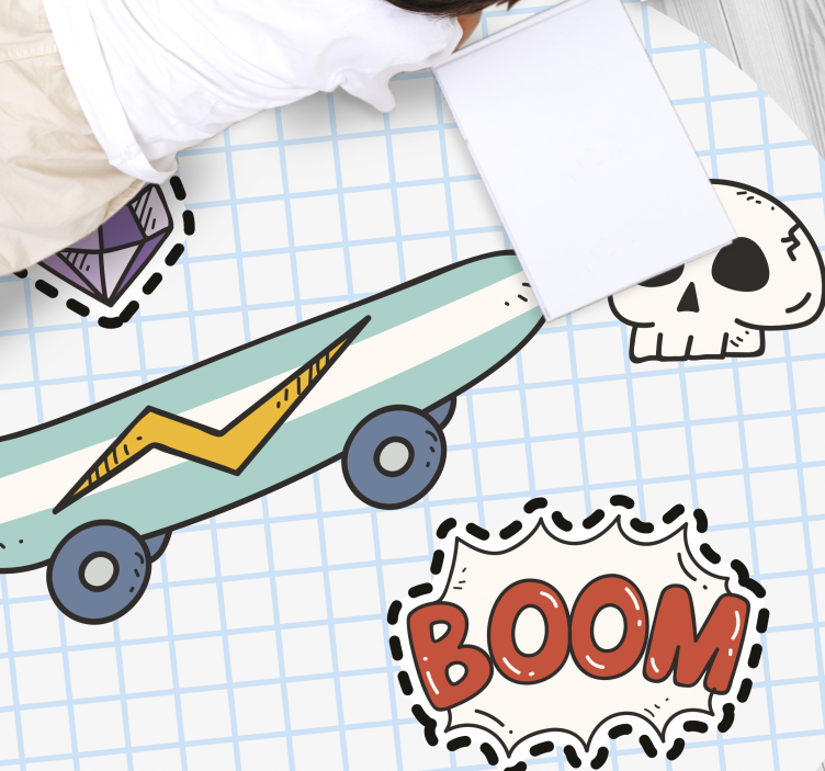 Paper Skateboard teen vinyl rug - TenStickers