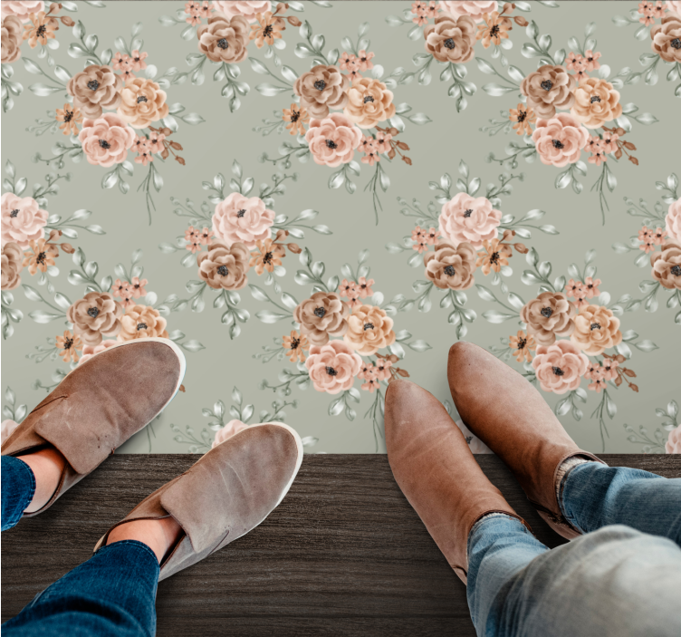 Pastel colors Pattern flower vinyl rug - TenStickers