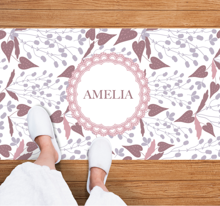Pastel flowers pattern personalised mat - TenStickers