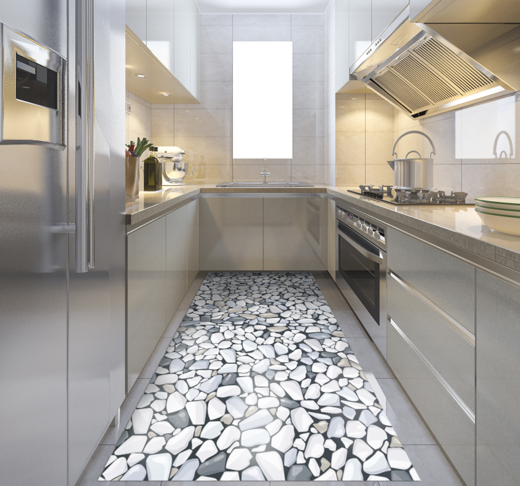 Pebble stone arrangement kitchen vinyl rug - TenStickers