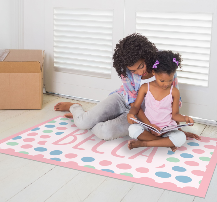 Personalized Polka Dots custom vinyl rug - TenStickers