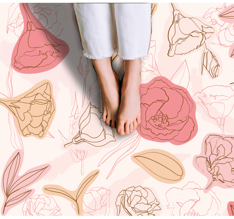 Pink and white roses floral rug - TenStickers