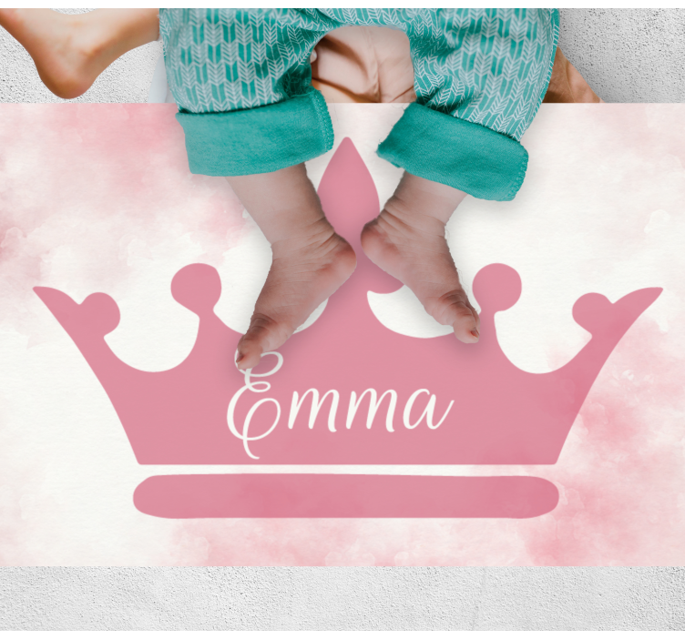 Pink crown with name vinyl rug - TenStickers