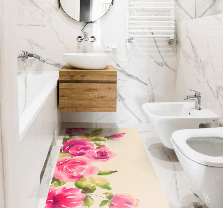 Pink floral design flower vinyl rug - TenStickers