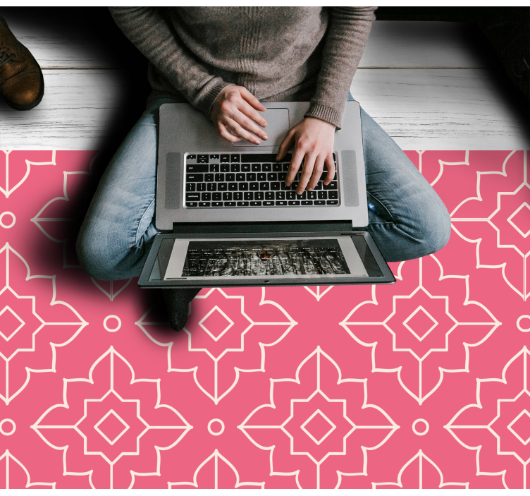 Pink lattice motif geometric vinyl rug - TenStickers