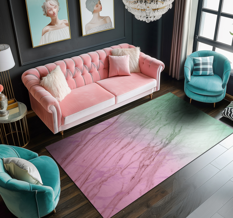 Pink & Green pastel color marble vinyl rug - TenStickers