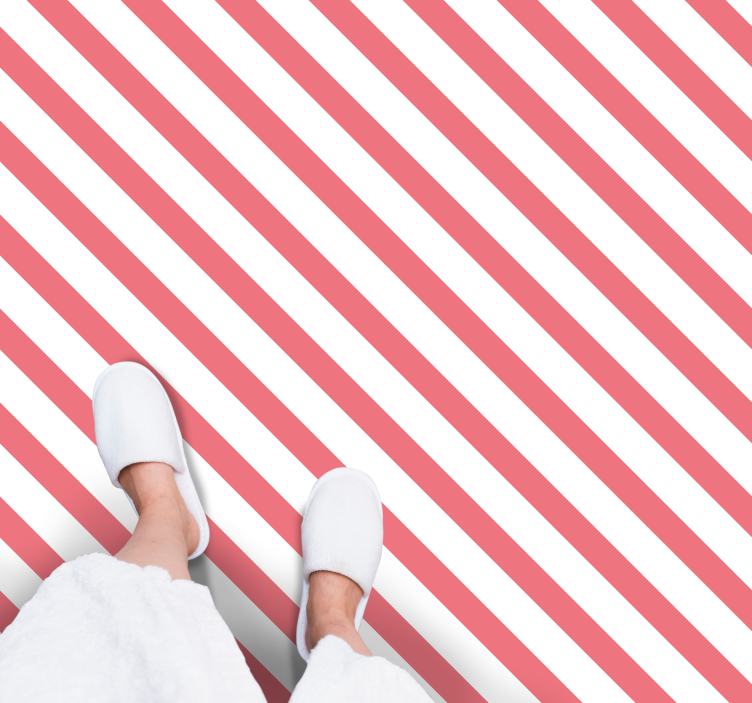 Pink and white pattern stripes vinyl rug - TenStickers