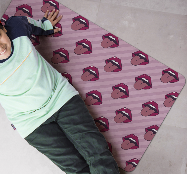 Pink tongue and lips teen vinyl rug - TenStickers