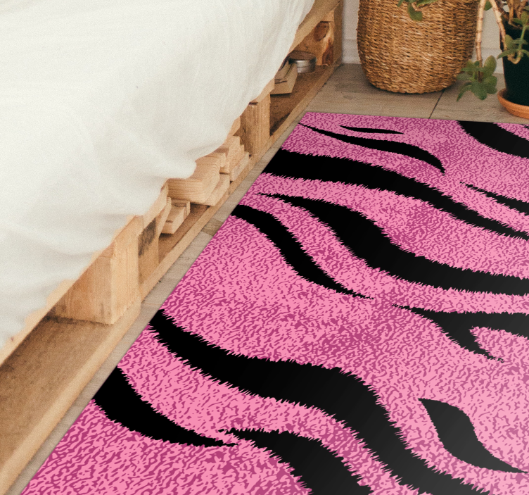 Pink Zebra Stripes animal print vinyl rug - TenStickers