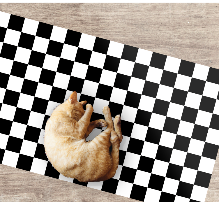 Black and white plaid geometric vinyl rug - TenStickers