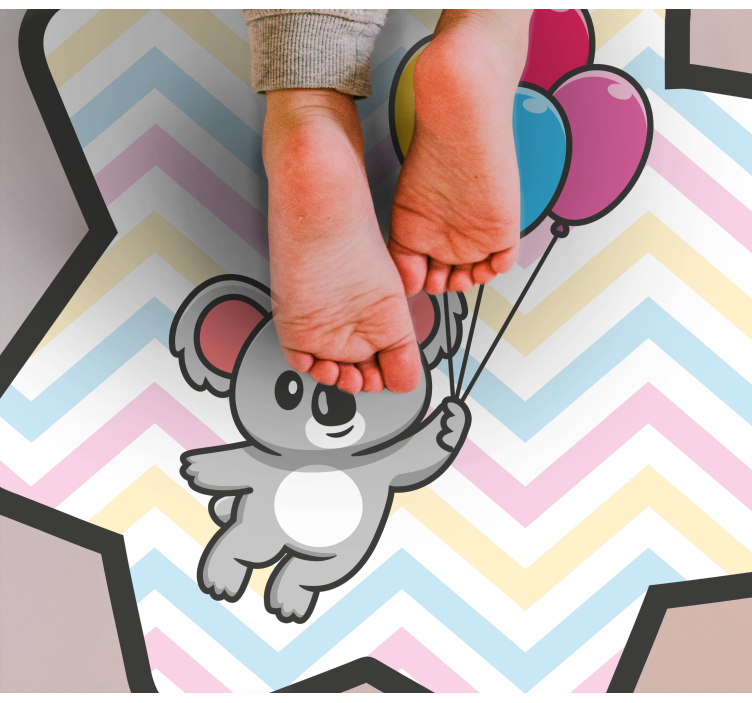 Playful Koala Balloon kids vinyl rug - TenStickers
