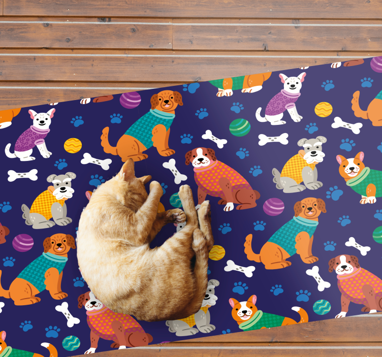 Colorful dressed puppies vinyl rug - TenStickers