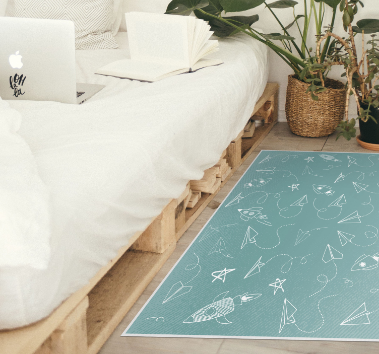 Playful Space Journey gaming vinyl rug - TenStickers