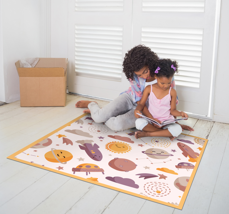 Playful Space Theme kids vinyl rug - TenStickers