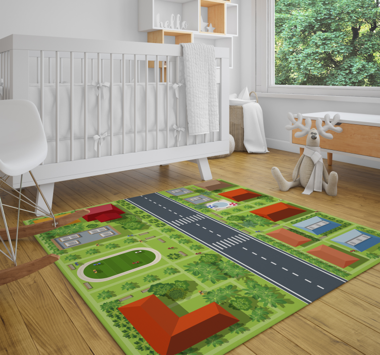 Playful Townscape playroom vinyl rug - TenStickers