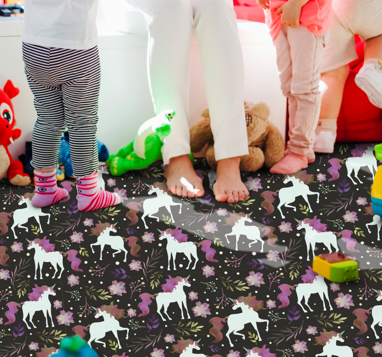 Playful Unicorn Motif vinyl rug - TenStickers