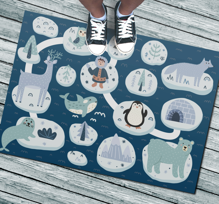 Polar animal road kids vinyl rug - TenStickers