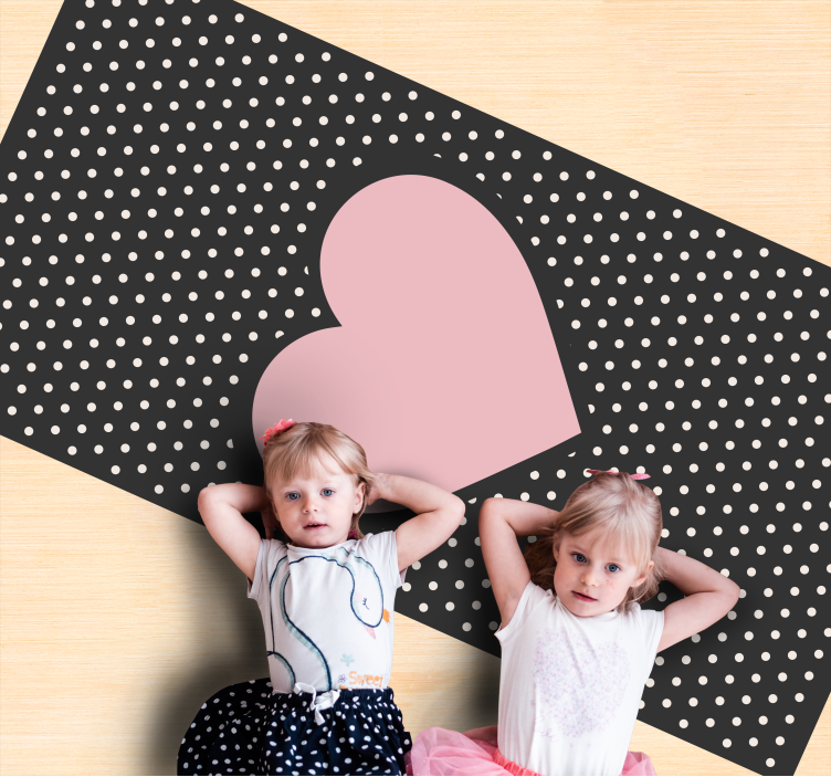 Polka Heart Accent kids vinyl rug - TenStickers