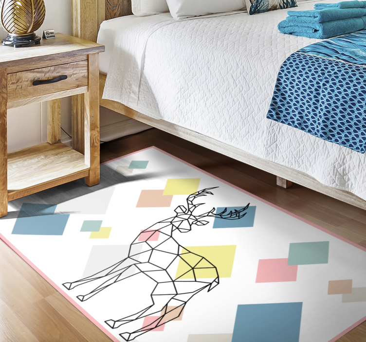 Polygonal deer animal vinyl rug - TenStickers