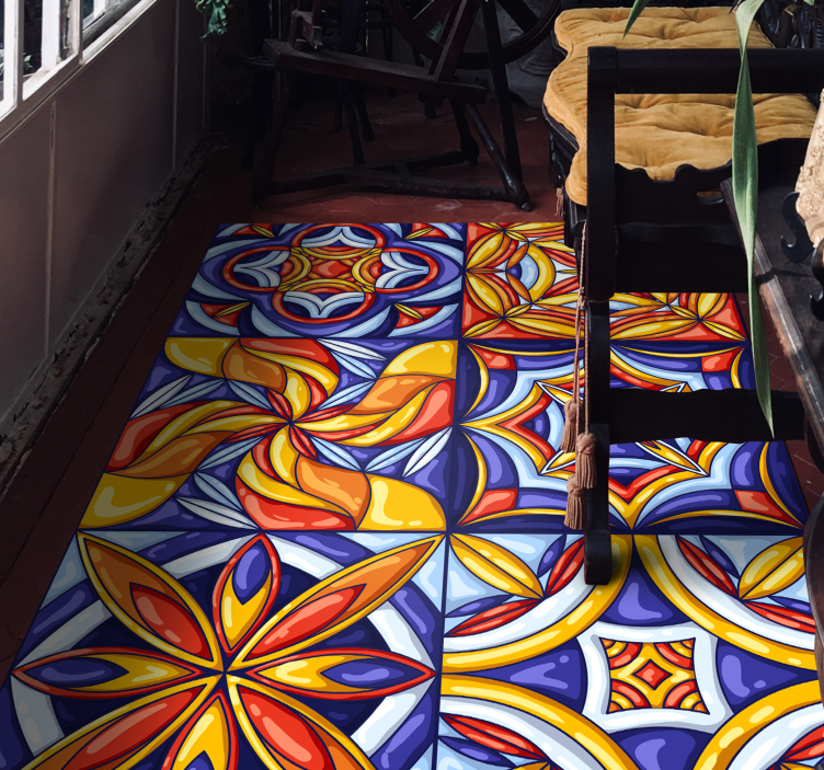 Portuguese tiles style vinyl hall rug - TenStickers