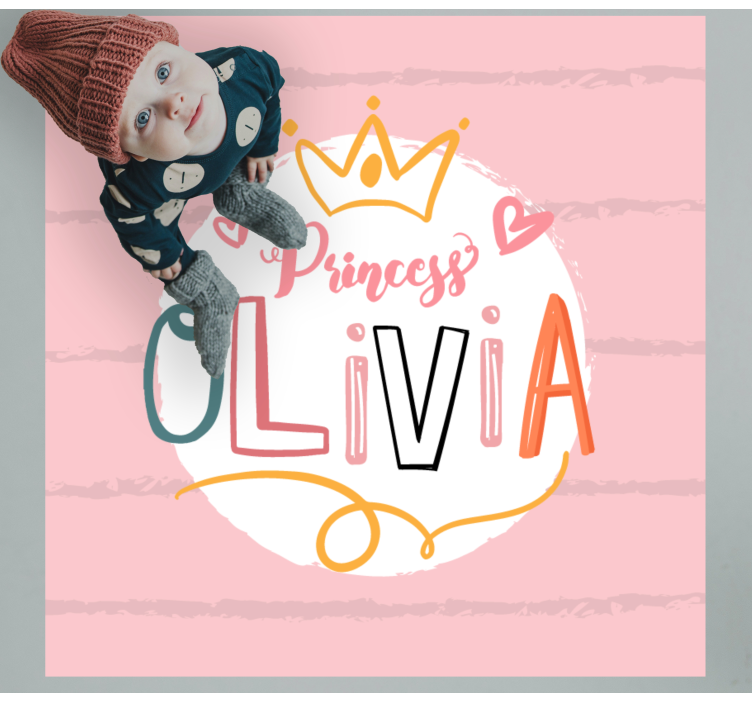 Crowned princess with name vinyl rug - TenStickers