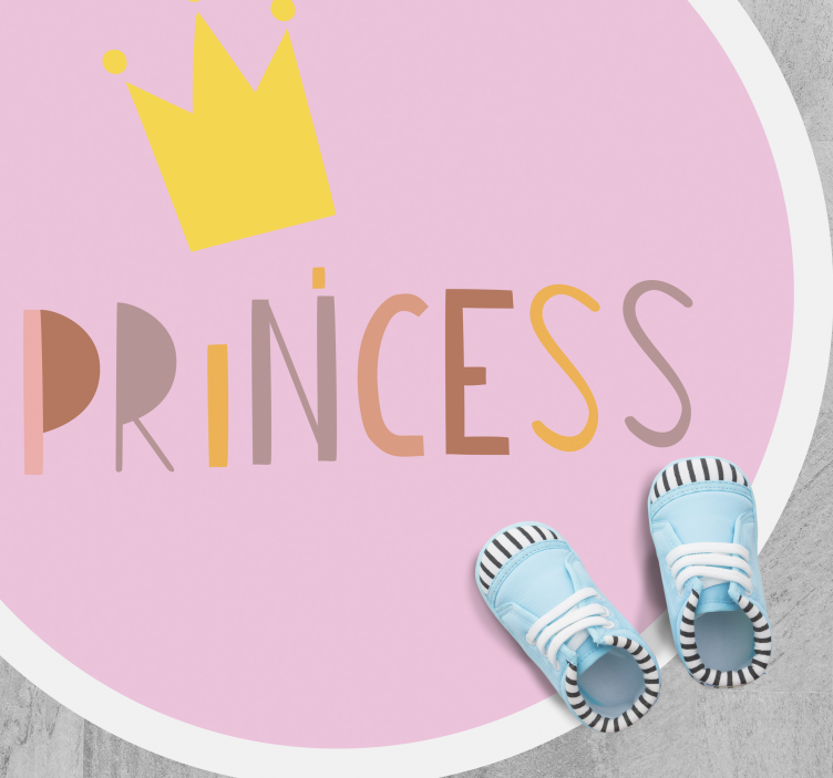 princess on pink background kids vinyl rug - TenStickers
