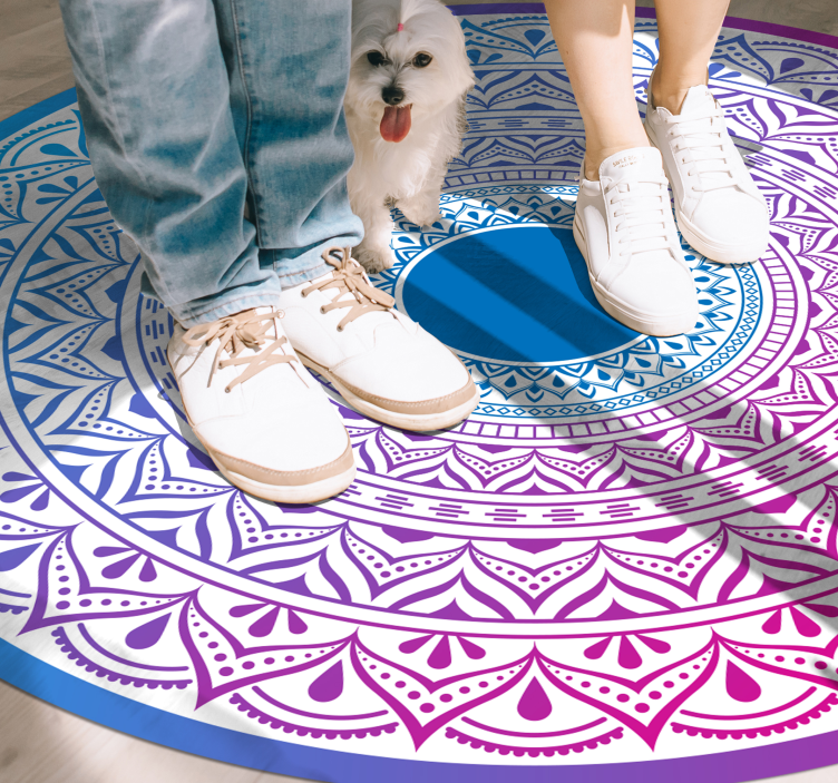 Purple and Blue Circle mandala vinyl rug - TenStickers