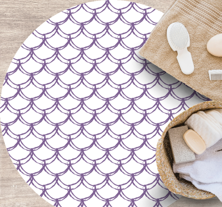 Purple scalloped pattern bathroom vinyl rug - TenStickers