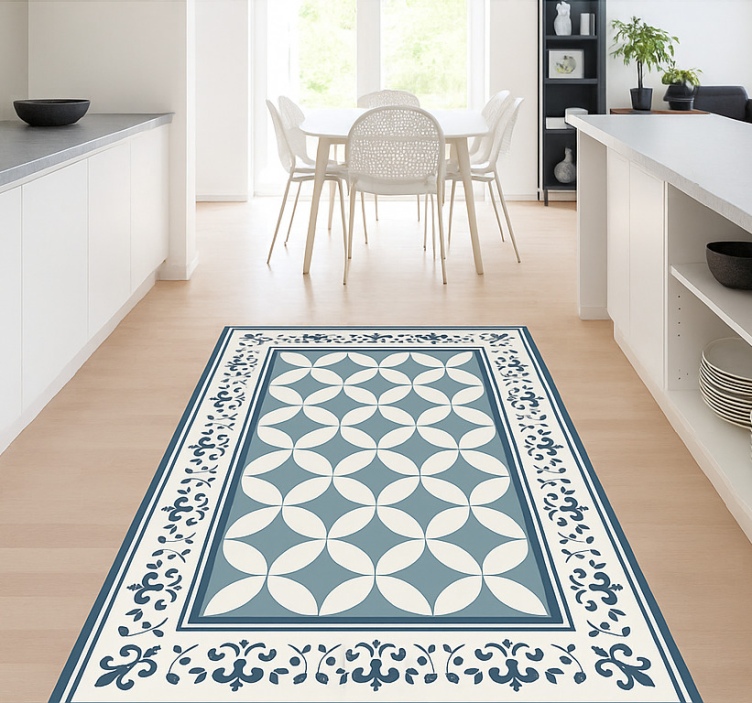Quatrefoil Tile Pattern dining room vinyl rug - TenStickers