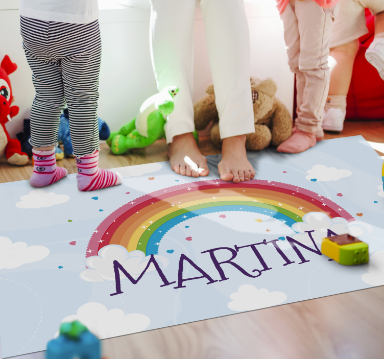 Rainbow custom name vinyl rug - TenStickers