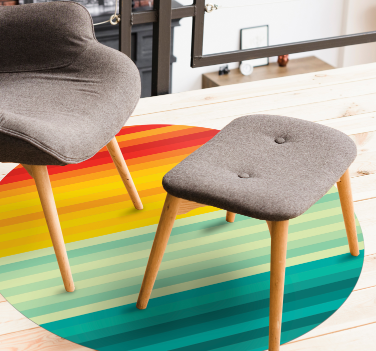 Rainbow Stripes Circle stripes vinyl rug - TenStickers