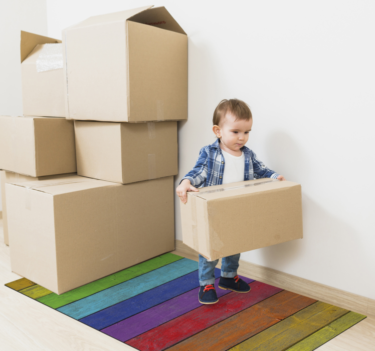 Rainbow vinyl carpet - wood stripes - TenStickers