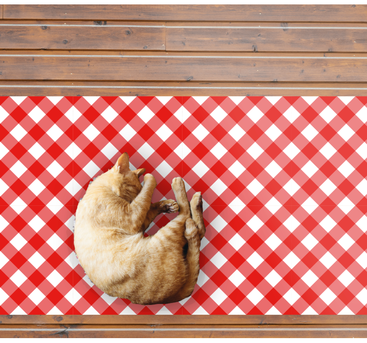 Red Checkered Pattern stripes vinyl rug - TenStickers