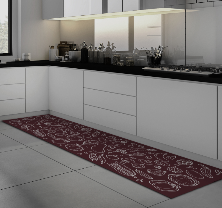Red Food covered kitchen vinyl rug - TenStickers