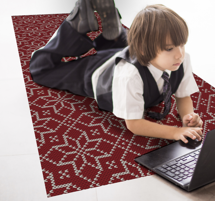 Red Ornamental Pattern nursery vinyl rug - TenStickers