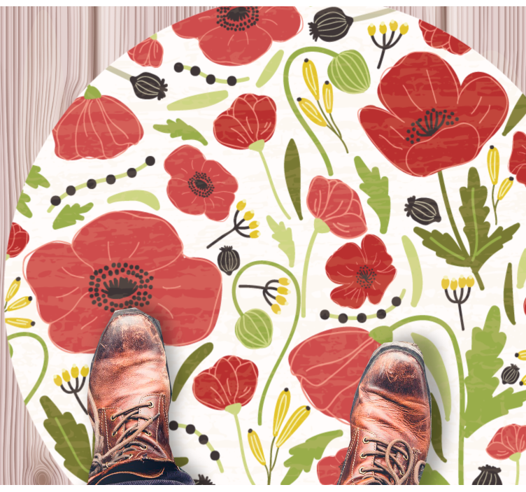 Red Poppy Blossoms flower vinyl rug - TenStickers
