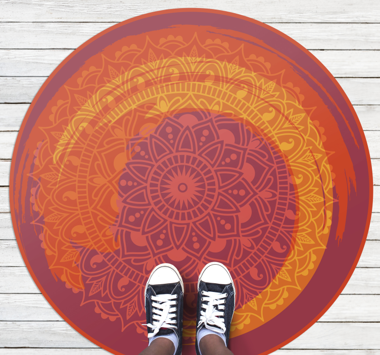Red radiant motif mandala vinyl rug - TenStickers