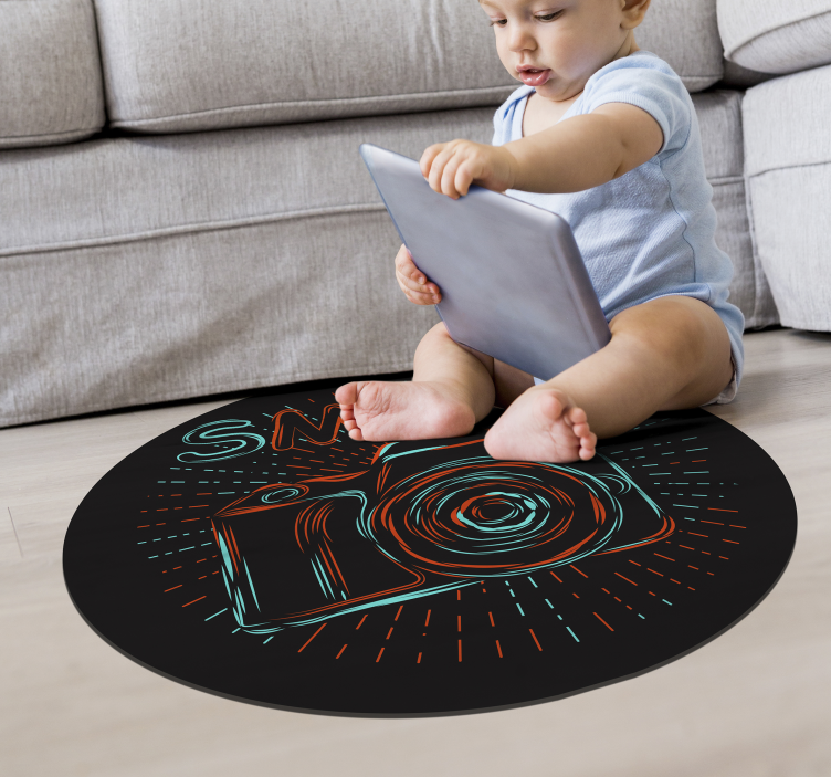 Retro camera vinyl rug vintage style - TenStickers
