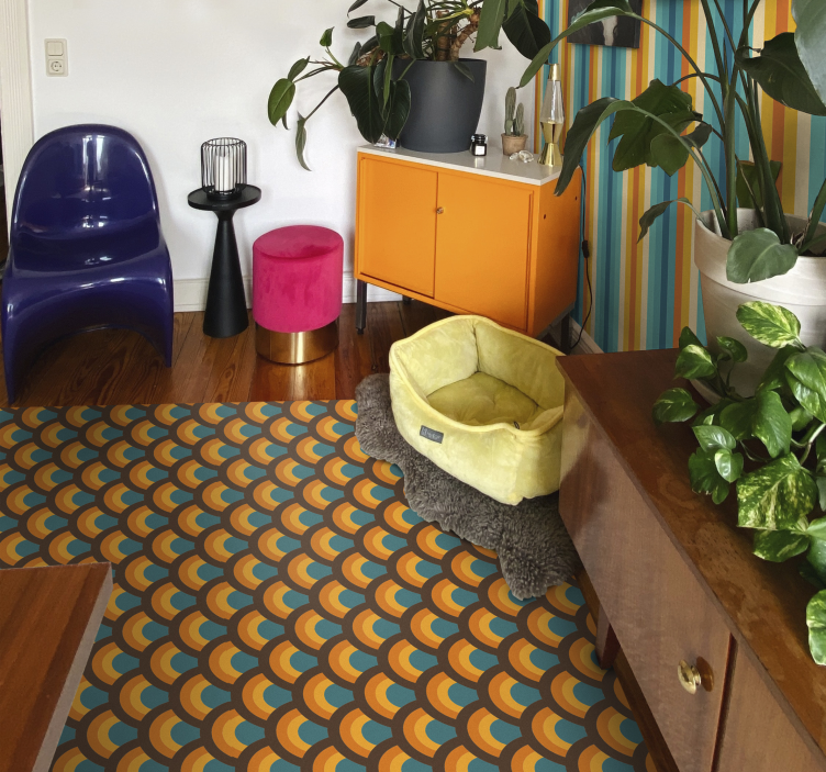 Retro curve pattern living room vinyl rug - TenStickers