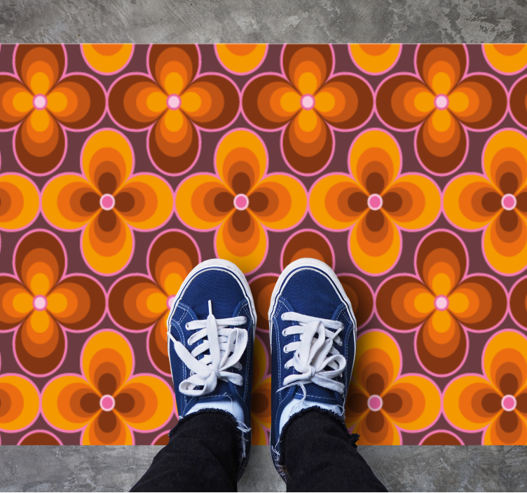 Retro floral pattern vintage vinyl rug - TenStickers