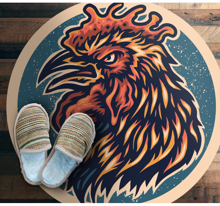 Rooster Head Illustration teenager vinyl rug - TenStickers