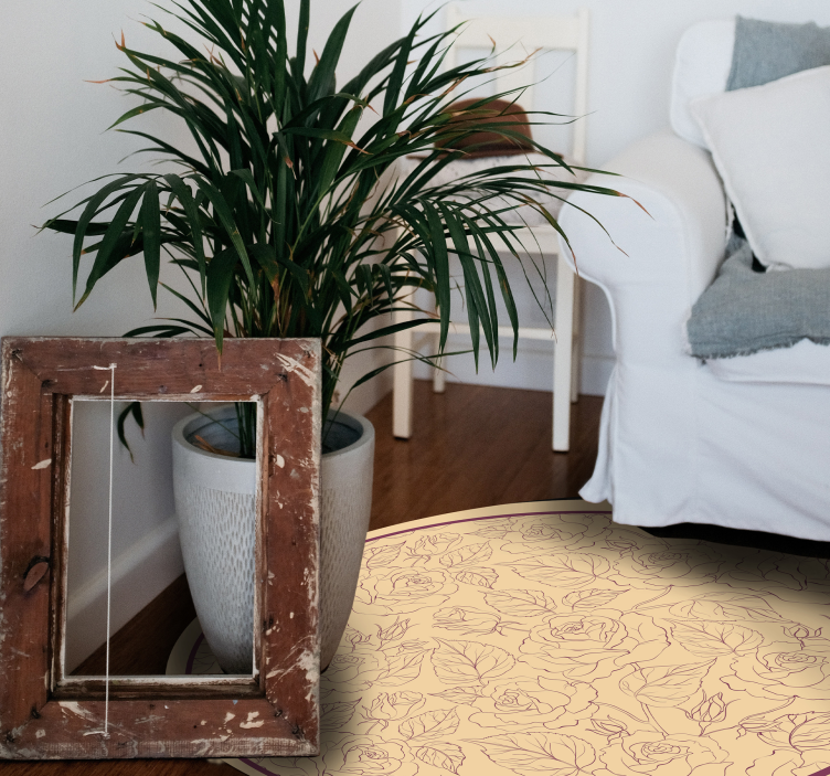 Rose Pattern Round flower vinyl rug - TenStickers