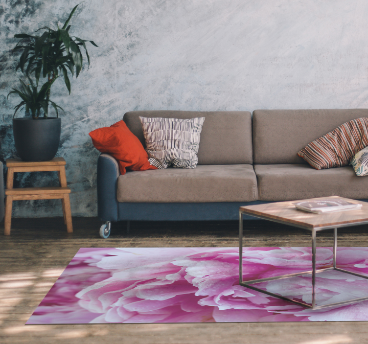 Roseate Peony Bloom flower vinyl rug - TenStickers