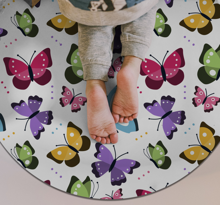 Fabulous round butterflies vinyl rug - TenStickers
