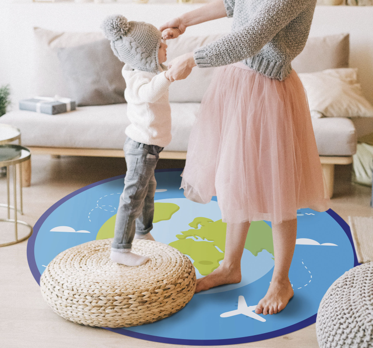 Round modern map world map rug - TenStickers