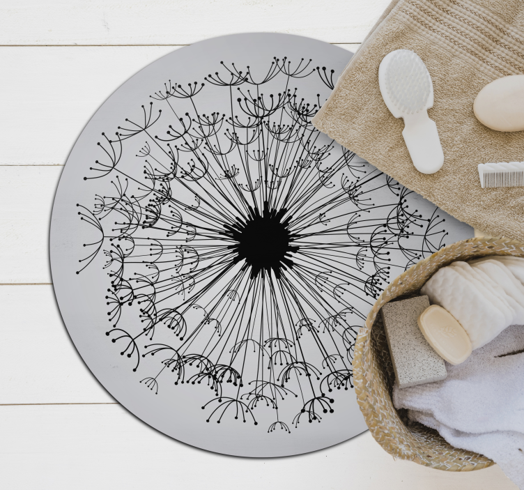 Round vinyl rug with leaves floral rug - TenStickers